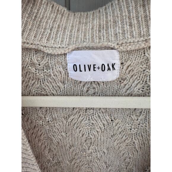 Olive + Oak Cable Knit Oatmeal Cardigan Sweater, Size M - Picture 4 of 8
